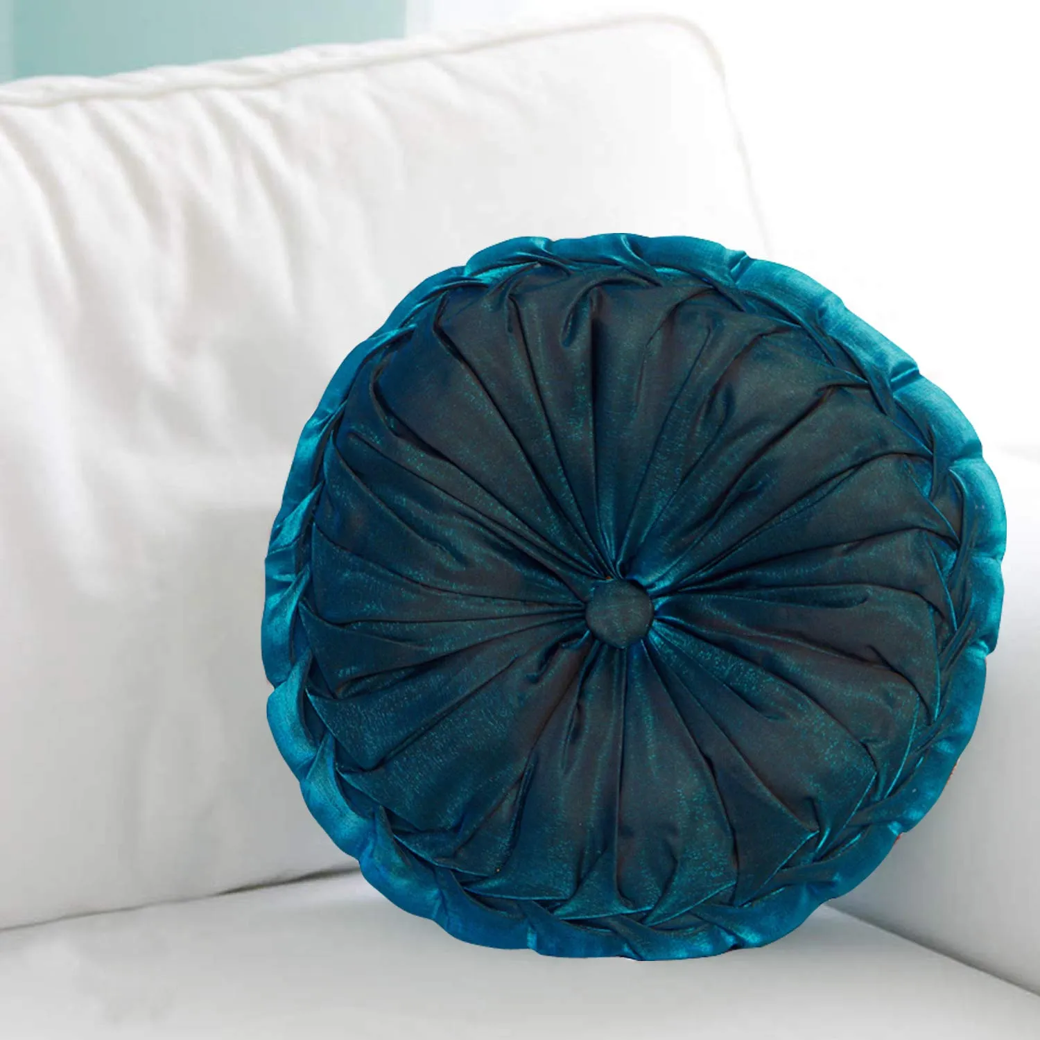 Kuber Industries Round Shape Silk Cushion - 11.02"x11.02", Multicolour
