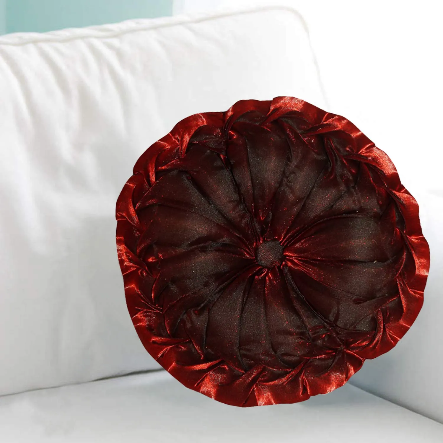Kuber Industries Round Shape Silk Cushion - 11.02"x11.02", Multicolour