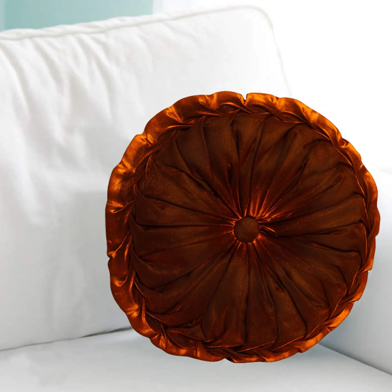 Kuber Industries Round Shape Silk Cushion - 11.02"x11.02", Multicolour