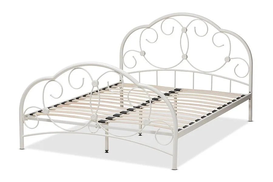 Liliane White Finished Metal Platform Bed (Queen)