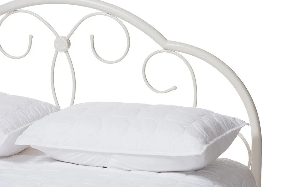 Liliane White Finished Metal Platform Bed (Queen)