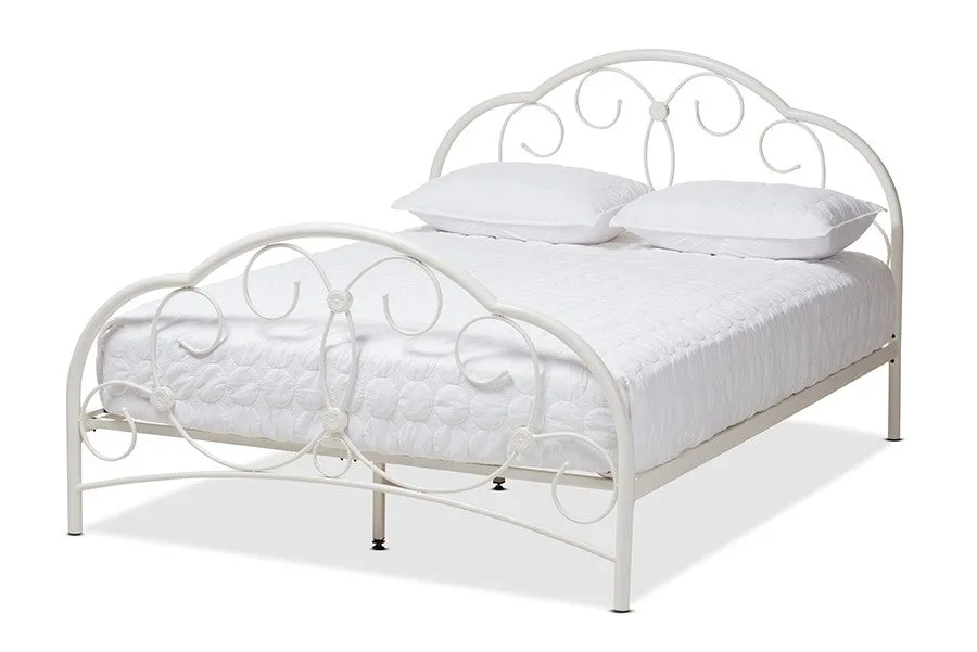 Liliane White Finished Metal Platform Bed (Queen)