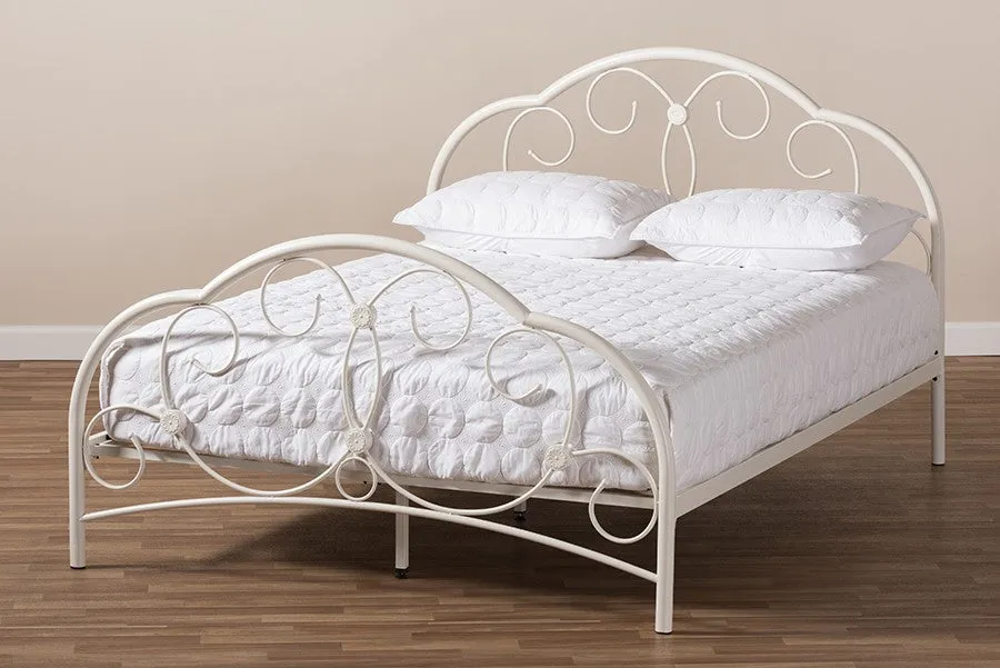 Liliane White Finished Metal Platform Bed (Queen)