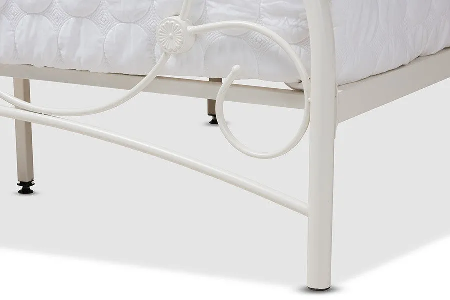 Liliane White Finished Metal Platform Bed (Queen)