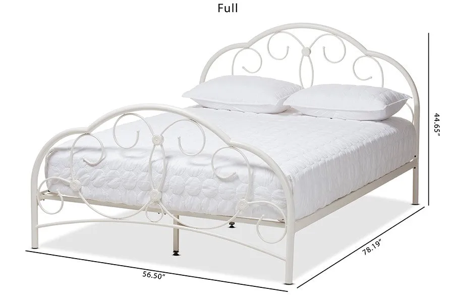 Liliane White Finished Metal Platform Bed (Queen)