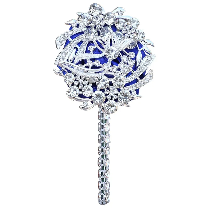 Luxury Full Satin Ribbon and Crystal Jeweled-Adorned Boutonniere