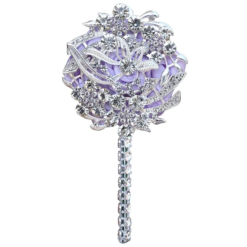Luxury Full Satin Ribbon and Crystal Jeweled-Adorned Boutonniere