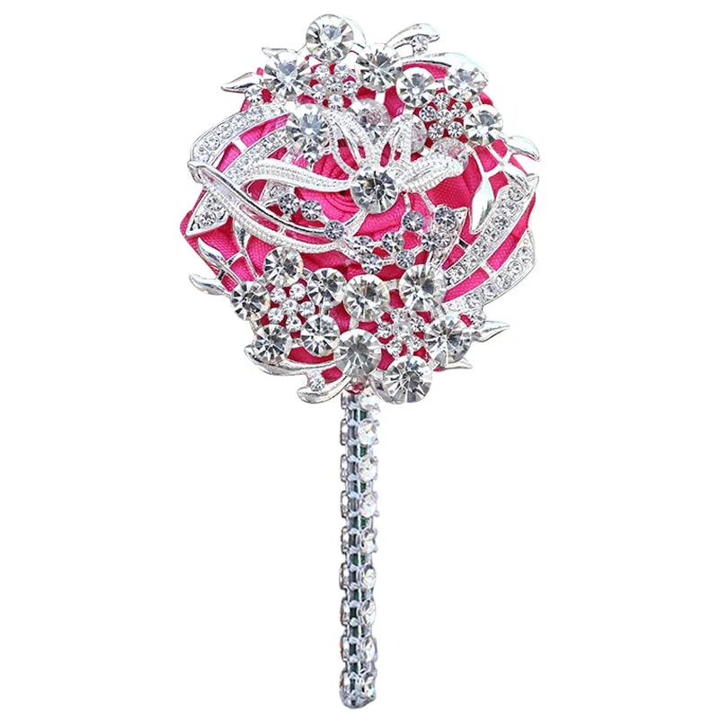 Luxury Full Satin Ribbon and Crystal Jeweled-Adorned Boutonniere