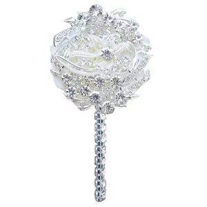Luxury Full Satin Ribbon and Crystal Jeweled-Adorned Boutonniere