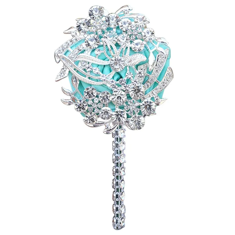 Luxury Full Satin Ribbon and Crystal Jeweled-Adorned Boutonniere