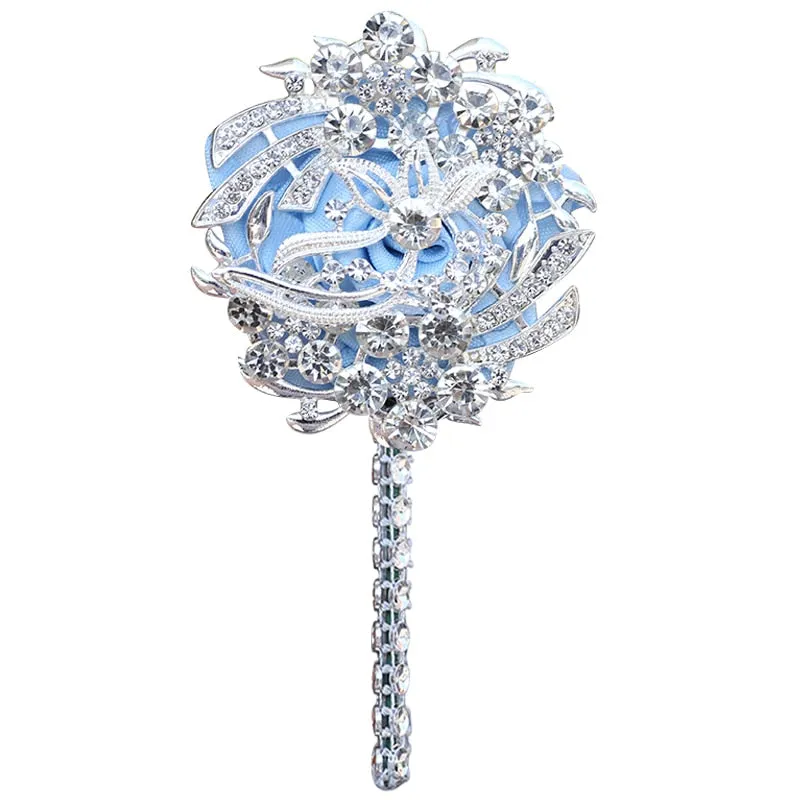 Luxury Full Satin Ribbon and Crystal Jeweled-Adorned Boutonniere