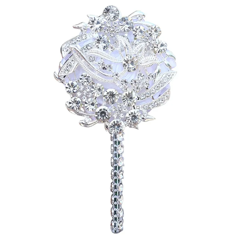 Luxury Full Satin Ribbon and Crystal Jeweled-Adorned Boutonniere
