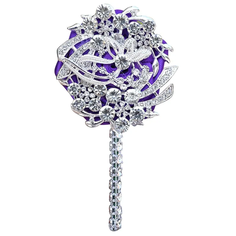 Luxury Full Satin Ribbon and Crystal Jeweled-Adorned Boutonniere