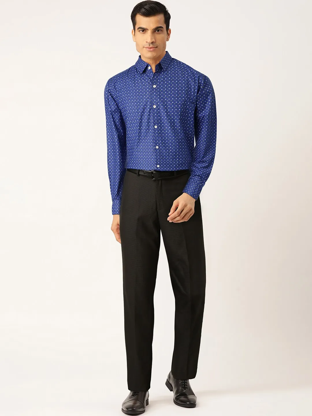 Men's Blue Cotton Printed Formal Shirts ( SF 716Blue ) - Jainish