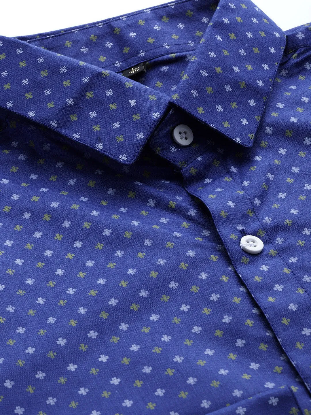 Men's Blue Cotton Printed Formal Shirts ( SF 716Blue ) - Jainish