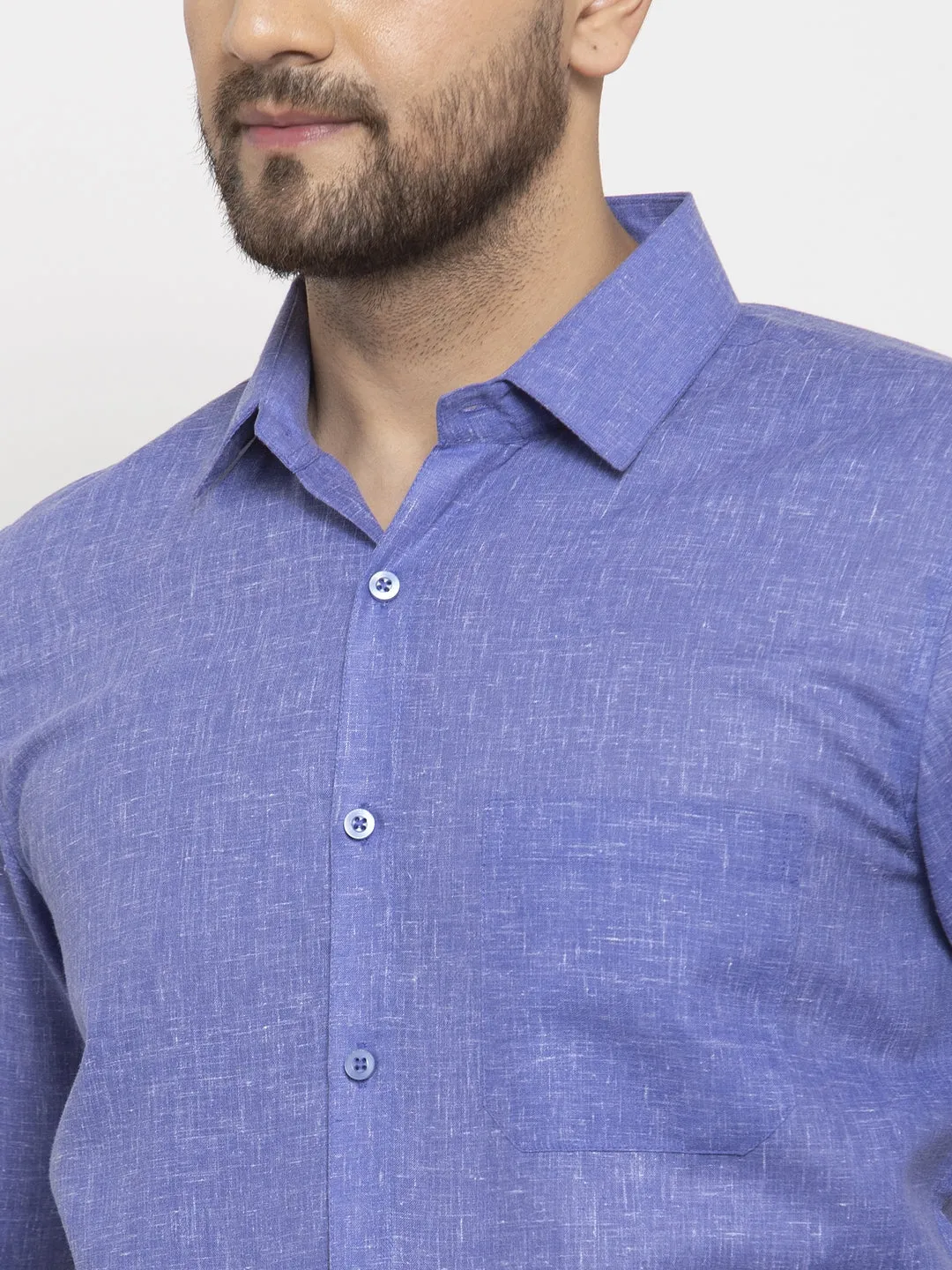 Men's Blue Dobby Solid Formal Shirts ( SF 762Blue ) - Jainish