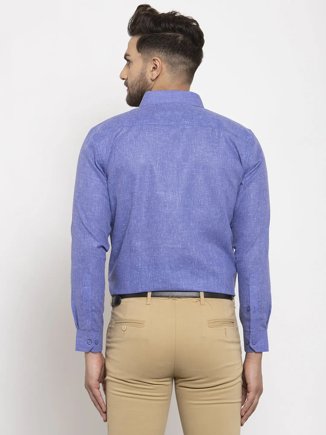 Men's Blue Dobby Solid Formal Shirts ( SF 762Blue ) - Jainish