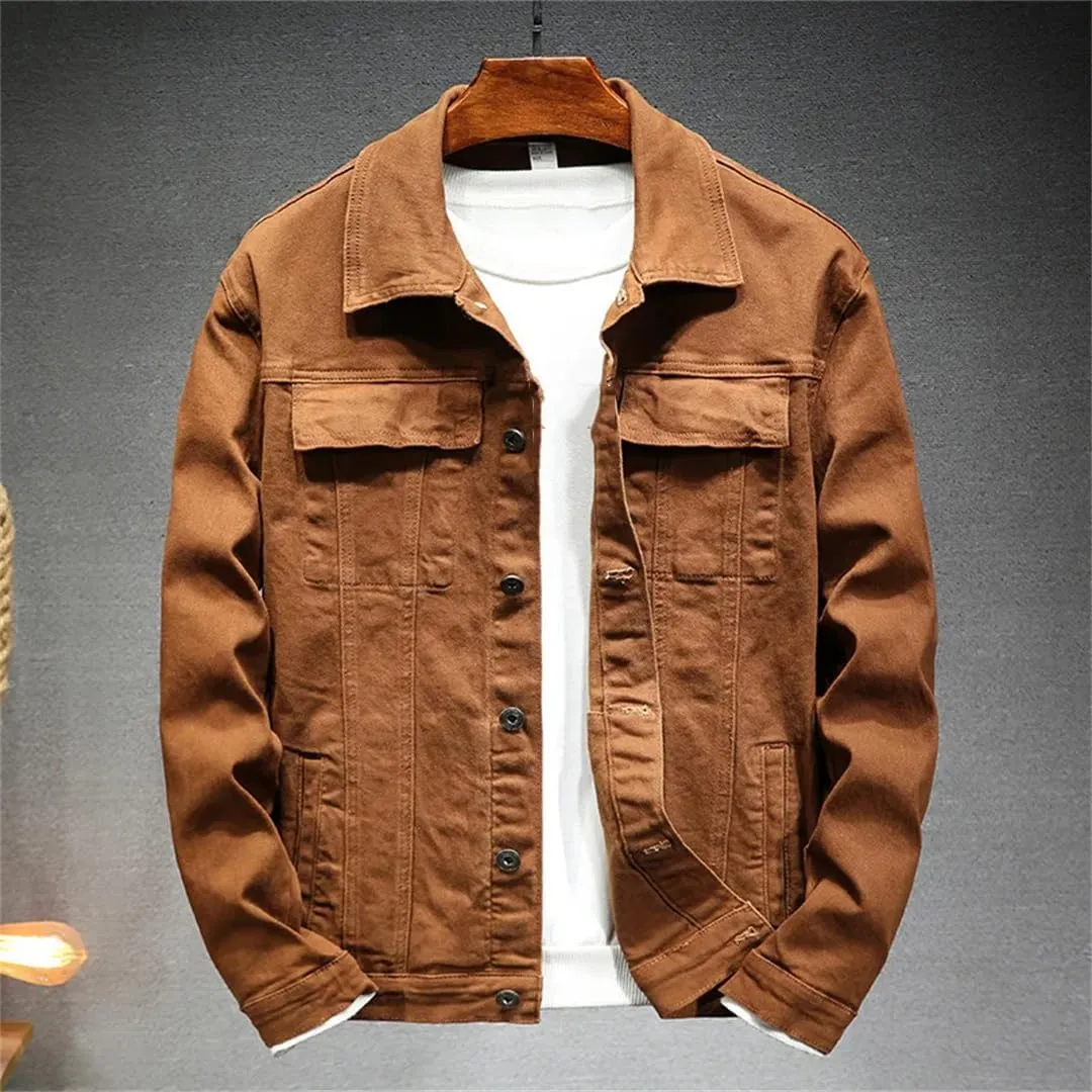 Men's Denim Jacket Spring And Autumn Fashion Stretch Slim Fit Jacket Denim Men Clothing