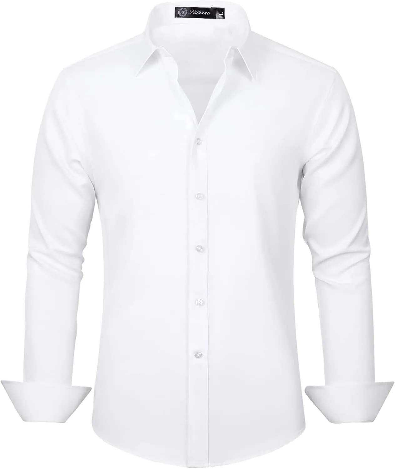 Mens Non Iron Button Down Shirt Long Sleeve Classic Fit White Wrinkle Free Basic Business Casual Shirts