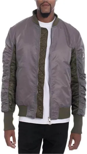 Mens Two-Tone Color Block Bomber Jackets 3 Color Options GREY / 2XL
