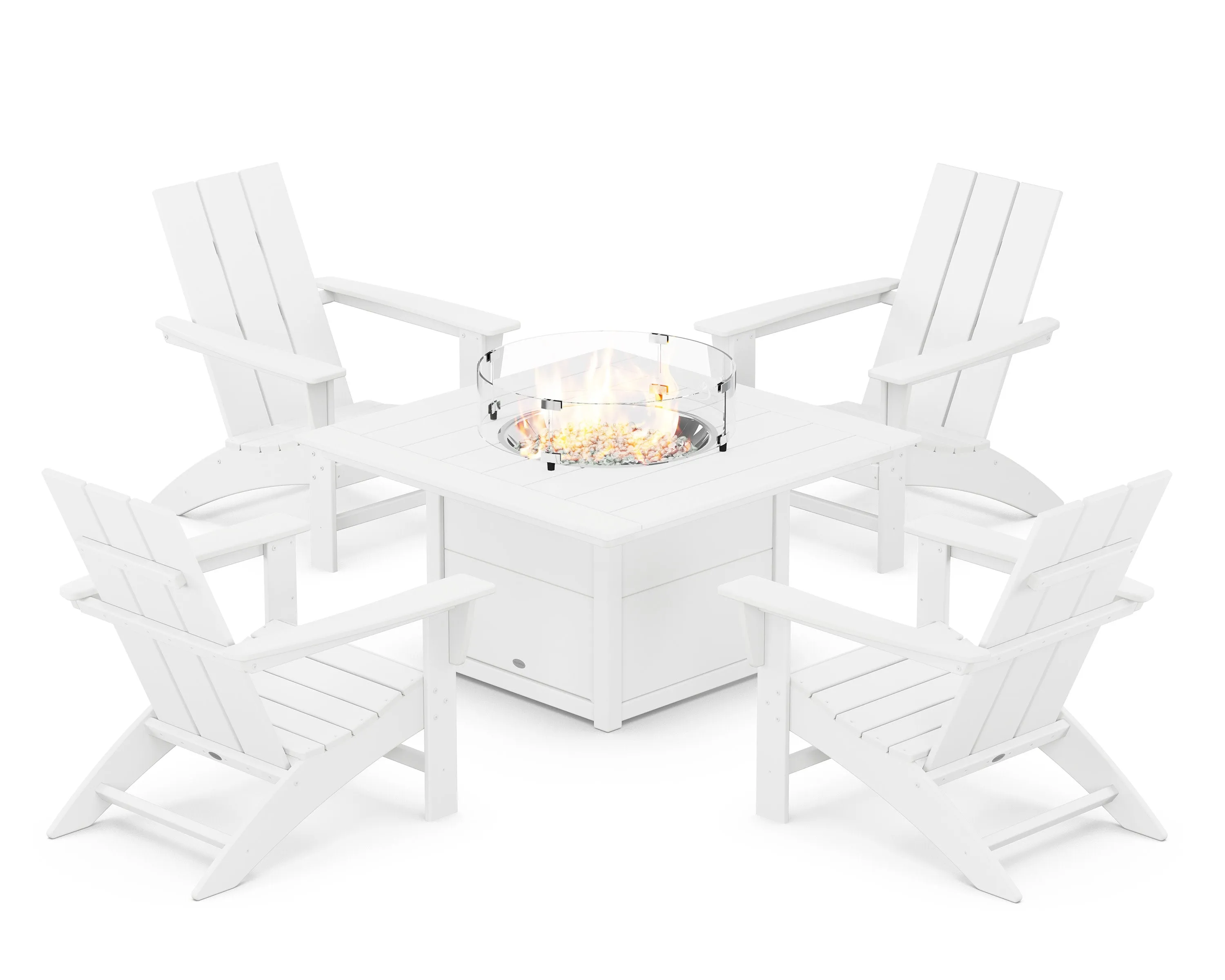 Modern 5-Piece Adirondack Chair Conversation Set with Fire Pit Table