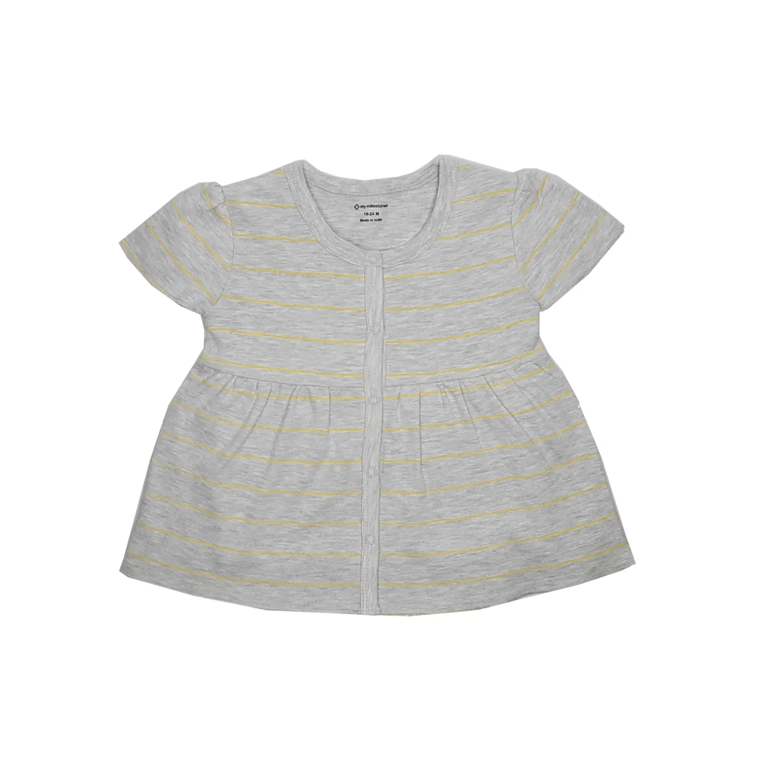 My Milestones T-shirt Half Sleeves Pink Striped / Grey Striped - 2 Pc Pack