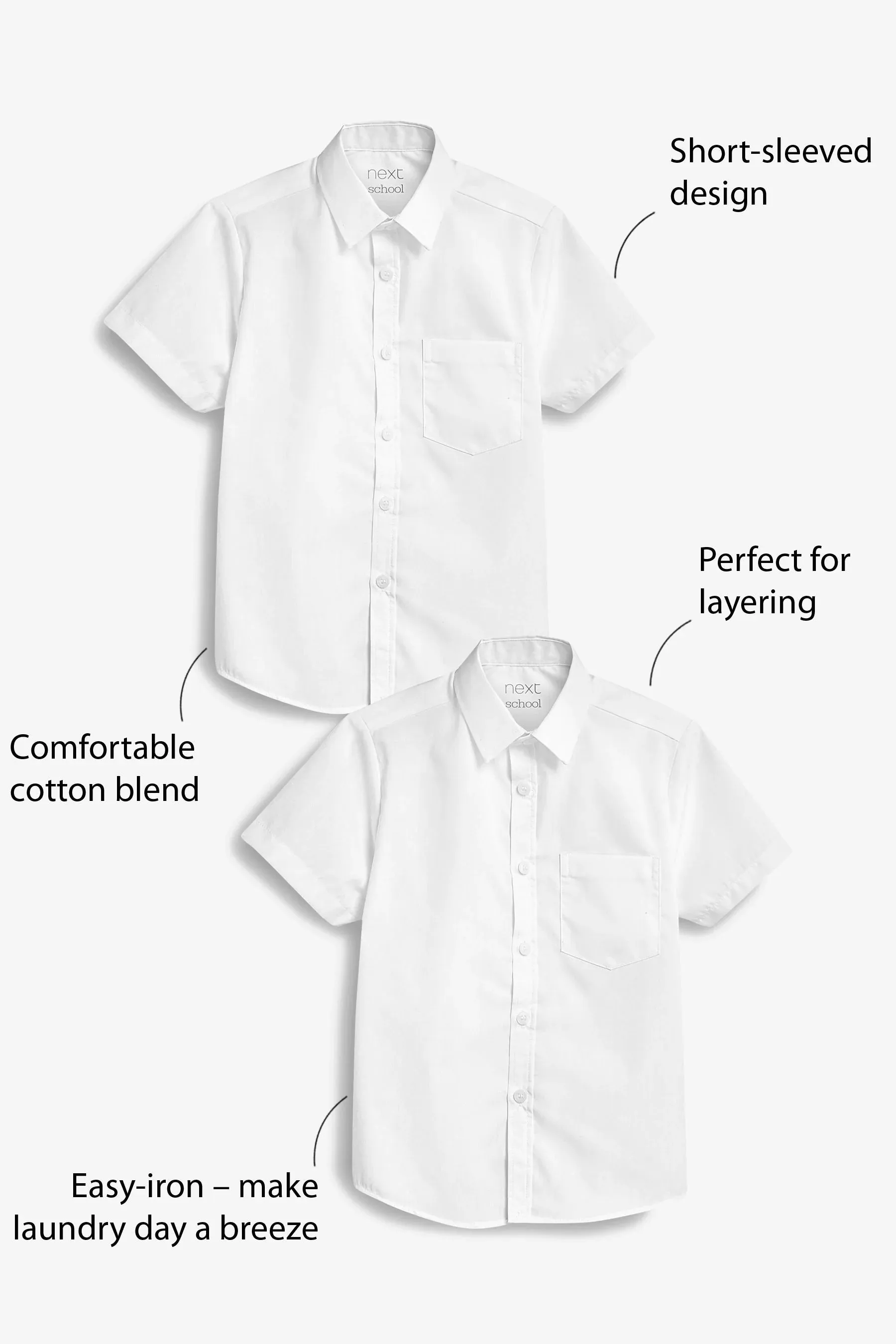 Next White Pack of 2 School Boys Shirt