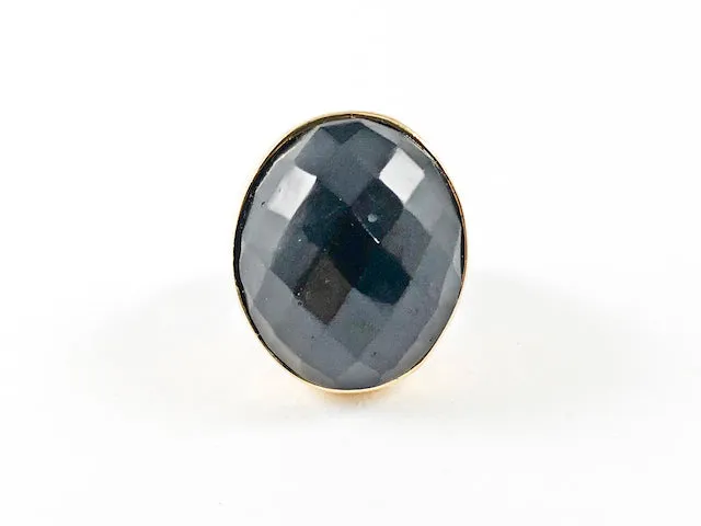 Nice Oval Shape Elegant Cute Black CZ Two Tone Steel Ring