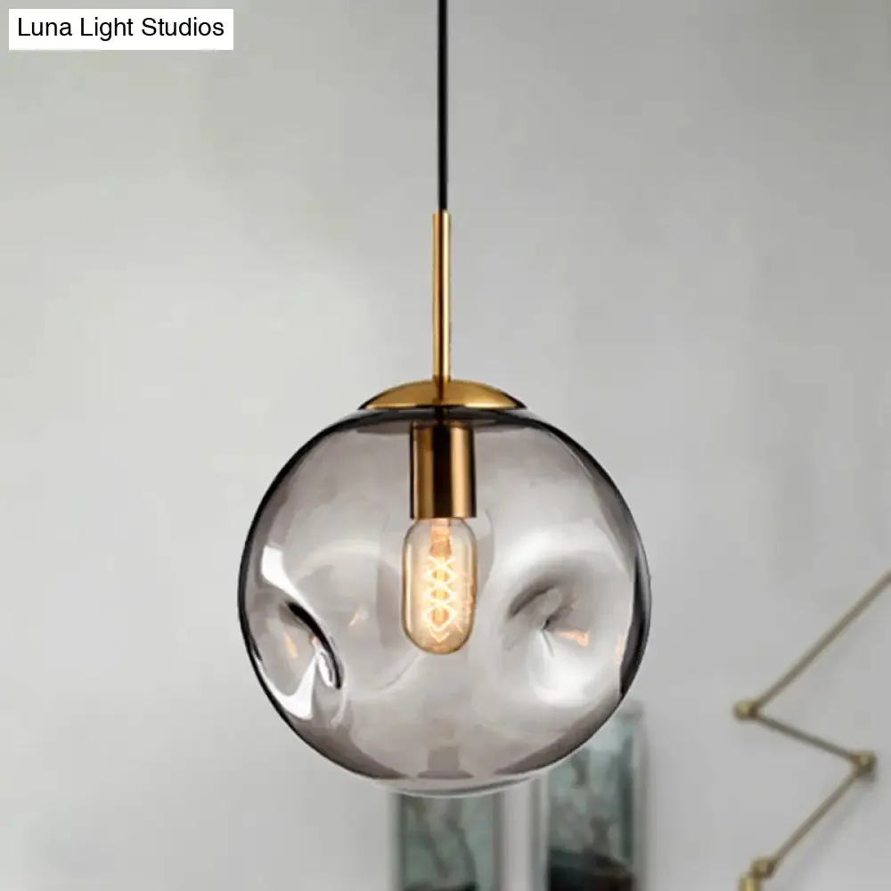 Nordic Amber/Smoke Gray Globe Pendant Light - Elegant Dining Room Ceiling Fixture