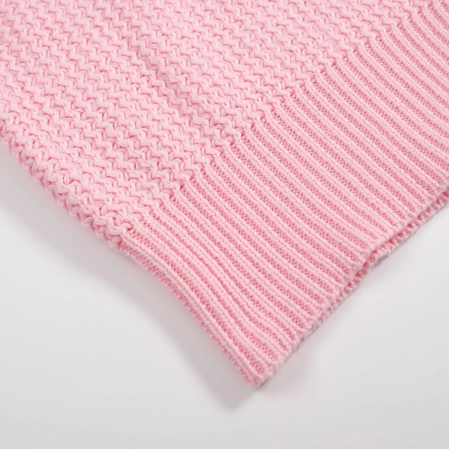 OXKNIT Men's Casual Knitted Polo Shirt Pink V Neck Texture Shirt Short Sleeve Summer Shirt