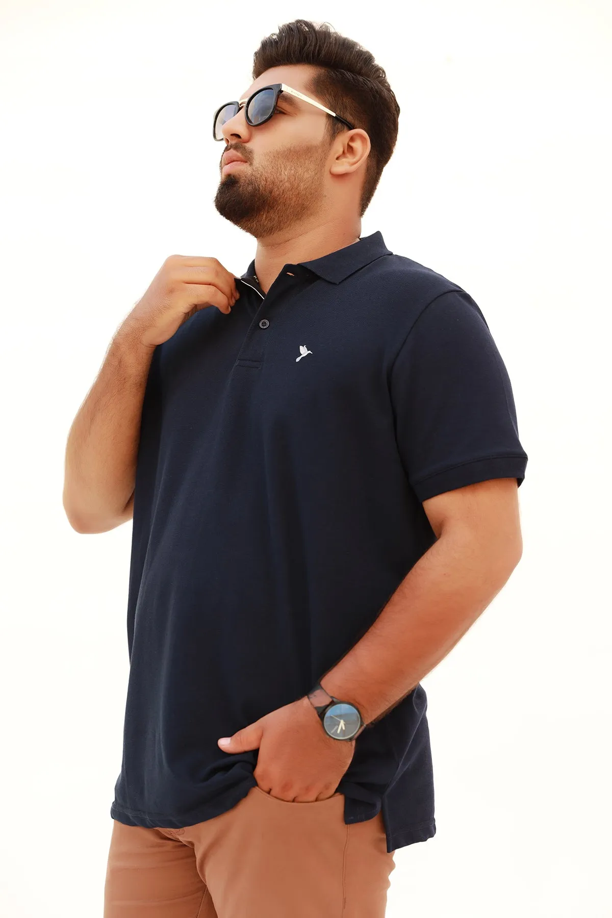 Pack of 3 Navy Blue Embroidered Polo Shirt (Plus Size) - A23 - MP0401P
