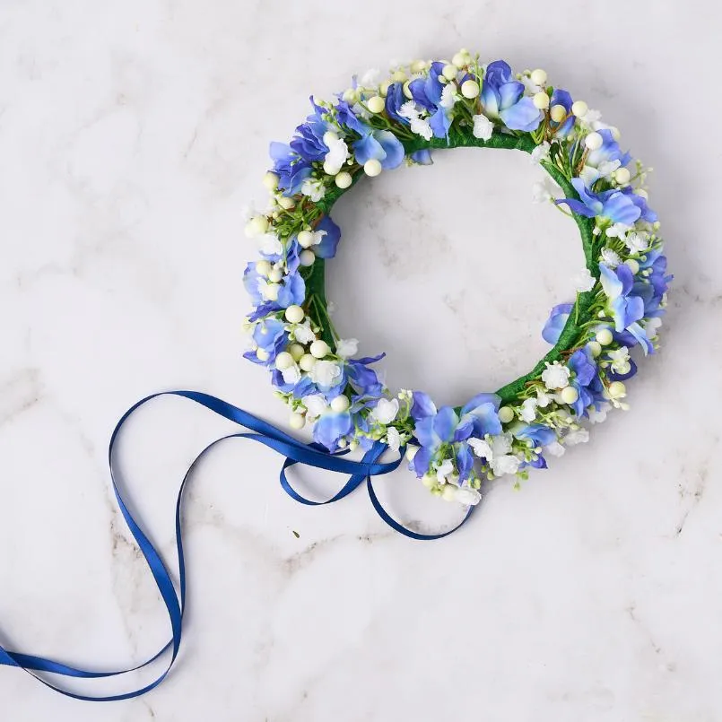 Sapphire Mist Blue Flower Crown