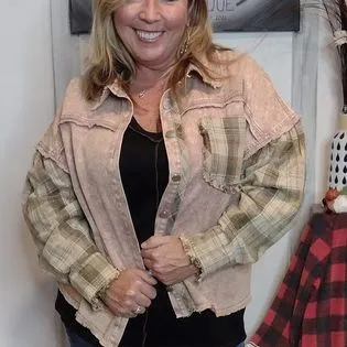 Shelby Vintage Washed Plaid Sleeve Shirt Top