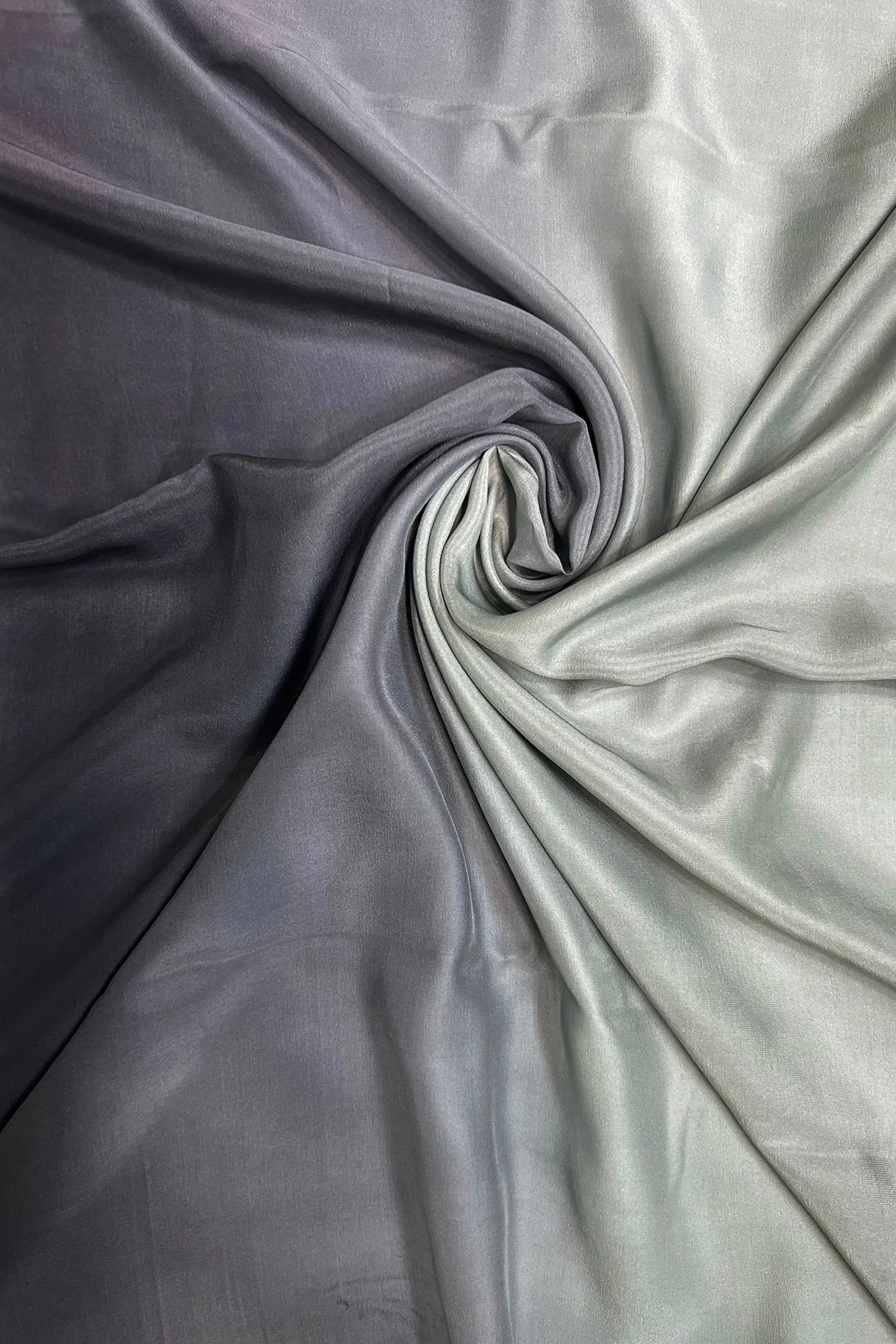 Sky Grey/Black Satin Crepe