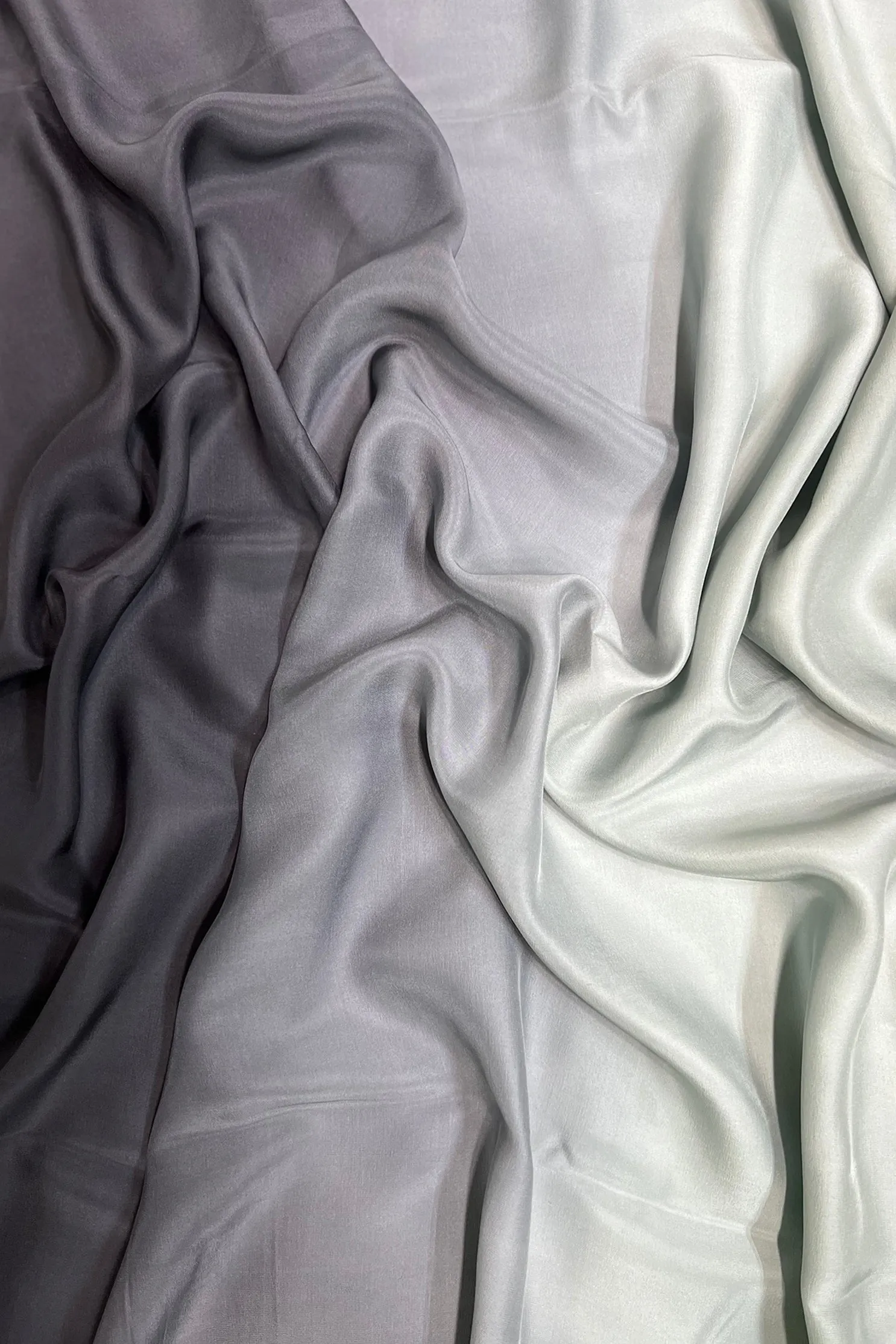 Sky Grey/Black Satin Crepe