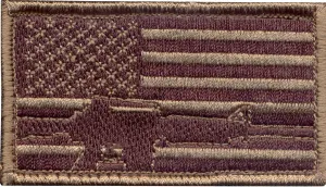 Subdued US Flag and Rifle Embroidered Patch 1-7/8" x 3-3/8"