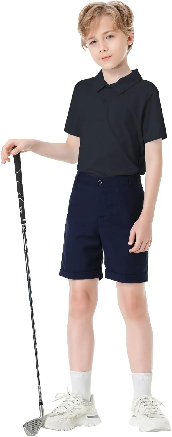 Toddler to Youth Boys' Performance Polo Kids Collared Golf Shirt School Uniform
