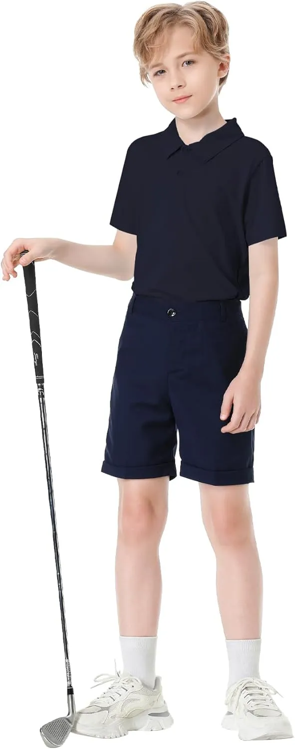 Toddler to Youth Boys' Performance Polo Kids Collared Golf Shirt School Uniform