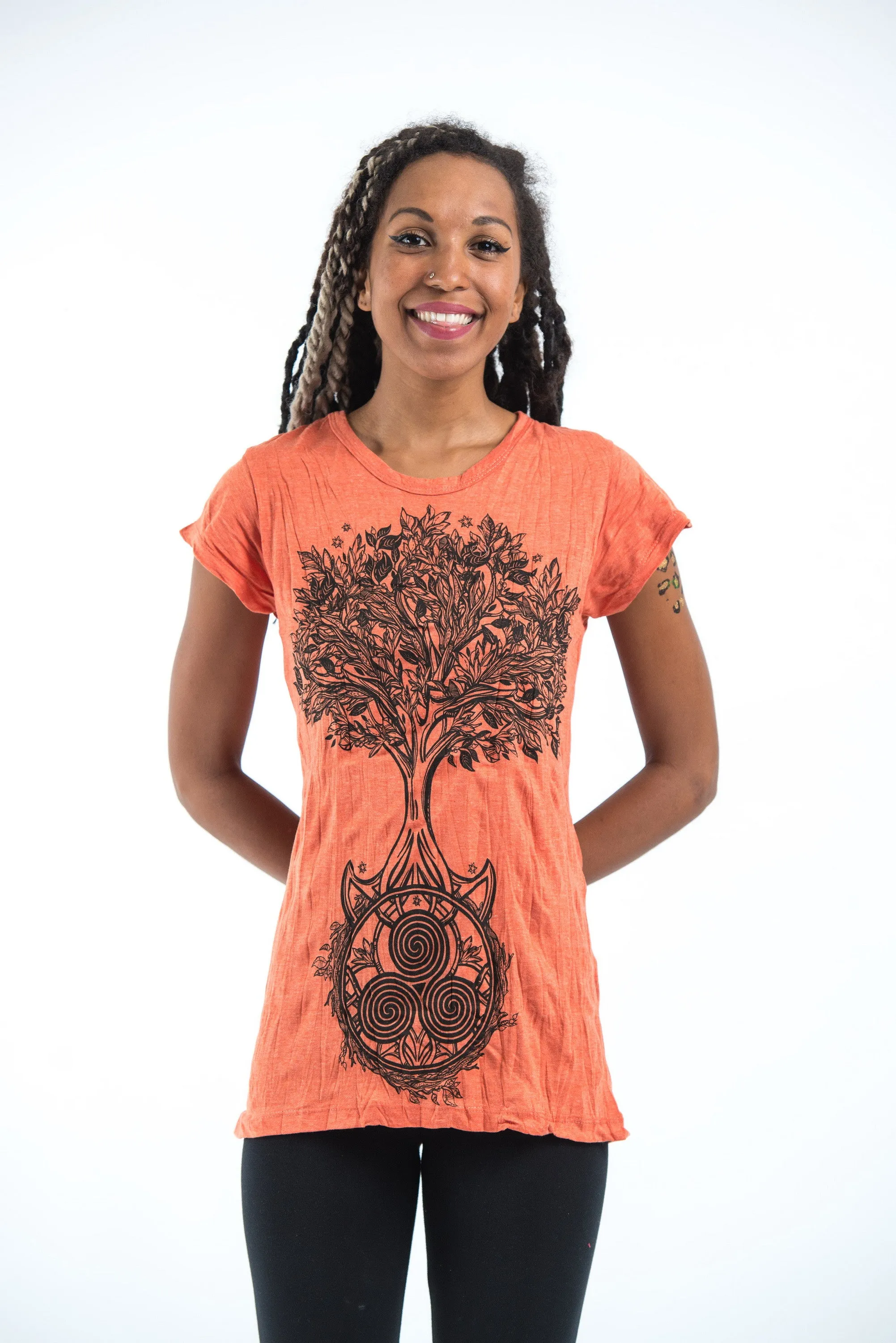 Womens Celtic Tree T-Shirt in Orange