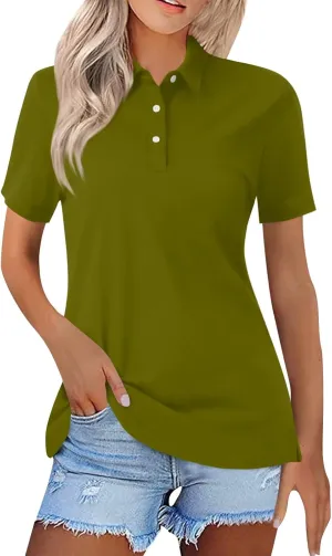 Womens Golf Collared Polo Shirts Lightweight Breathable Workout Tops Summer Quick Dry Short Sleeve Business Casual Tops